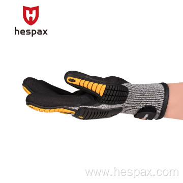 Hespax Sandy Nitrile Dipped Anti Impact Mechanic Gloves